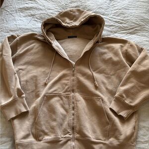 Brandy Melville Tan Zip-Up Hoodie